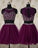 Two Pieces Silver Beading Short Sweet 16 Dress Tulle Halter Open Back Homecoming Dresses