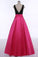 Red Open Back Beads Bowknot with Pockets Round Neck Sleeveless Prom Dresses
