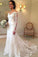 Off the Shoulder Lace Long Sleeve Mermaid V Neck Covered Button Wedding Dresses