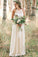 Simple A Line Round Neck Chiffon Long Bridal Dresses Beach Wedding Dresses